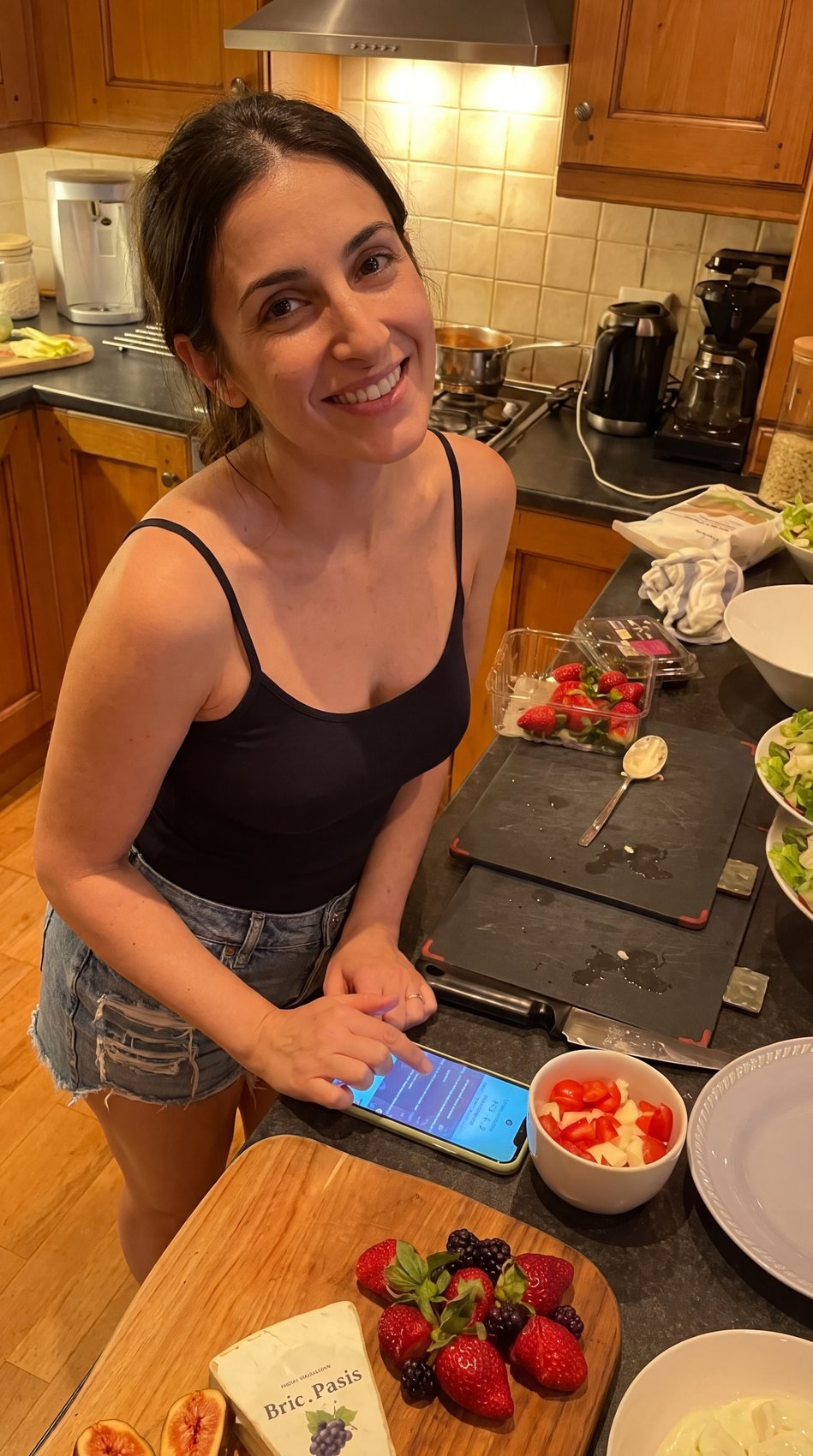 Mujer preparando una receta en su cocina